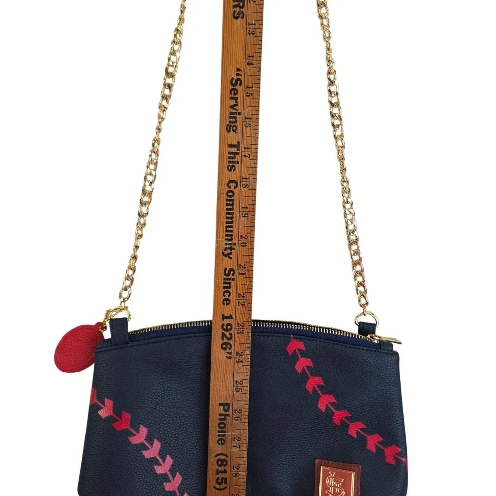 St. Louis Cardinals Crossbody Bag Womens Navy Red Baseball Stitch Gold Chain MLB
